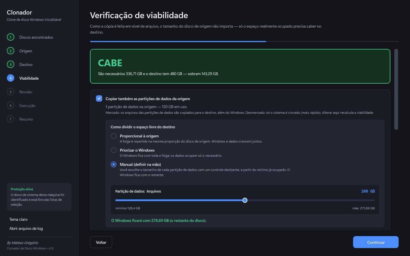 Dimensionamento manual